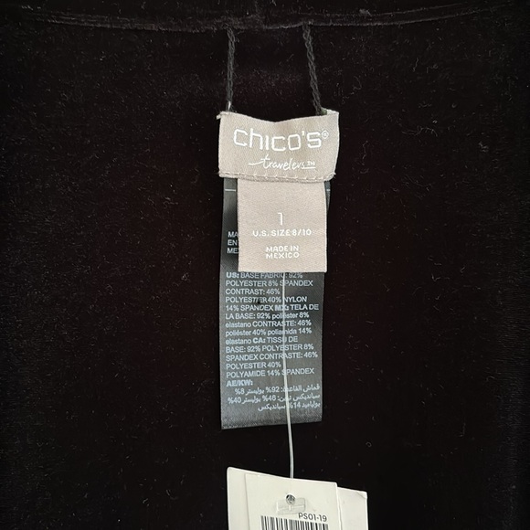 Chicos Travelers Collection Reversible Black To Red Velvet Floral Jacket NWT - Picture 6 of 11